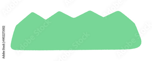 手描きの落書き風のあしらい -シンプルでポップな緑色の山型の文字スペース･装飾パーツ素材