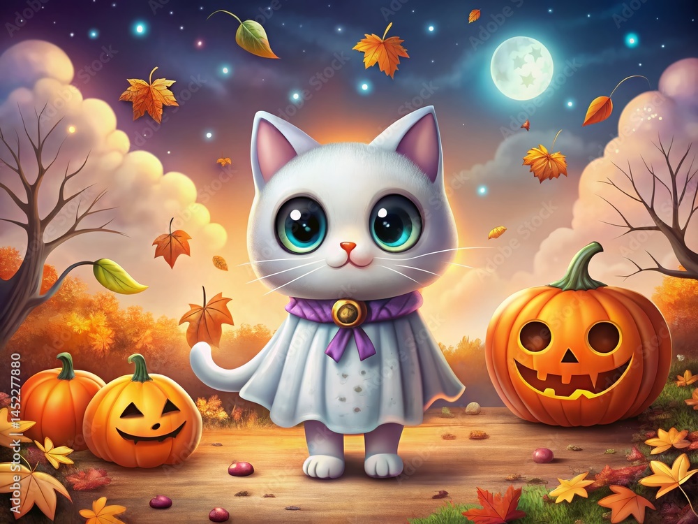 Cute Cartoon Cat Ghost Zombie Halloween Coloring Page Illustration Cute Cartoon Cat Ghost Zombie Halloween Coloring Page Illustration