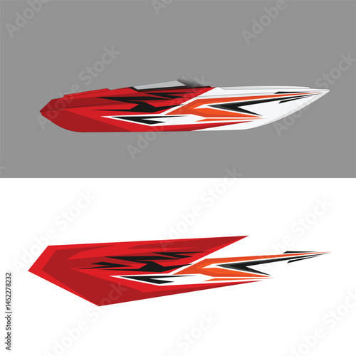 yacht ship wrapping sticker design vector. jet boat vinyl sticker
