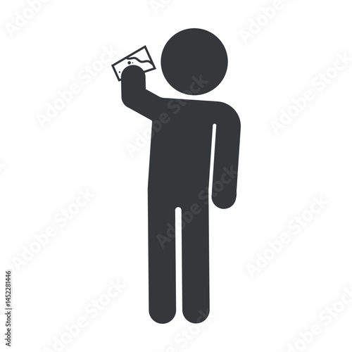 Isolated pictogram of a man drinking water from a glass, used for health and medical graphic design elements