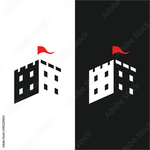 Castle logo silhouette vector illustration.