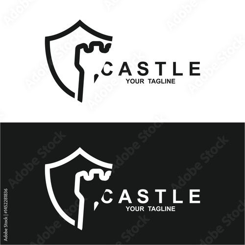 Castle logo silhouette vector illustration.