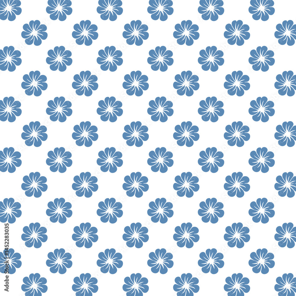Seamless pattern with geometric floral design.blue flowers on white background. Seamless pattern with geometric floral design.blue flowers on white background.