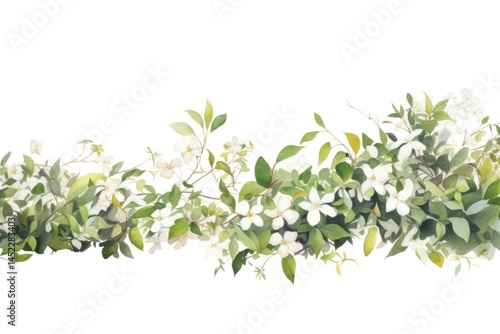 Wallpaper Mural Bush with white flowers border plant leaf white background. Torontodigital.ca