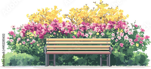 bench in the park with clipping path