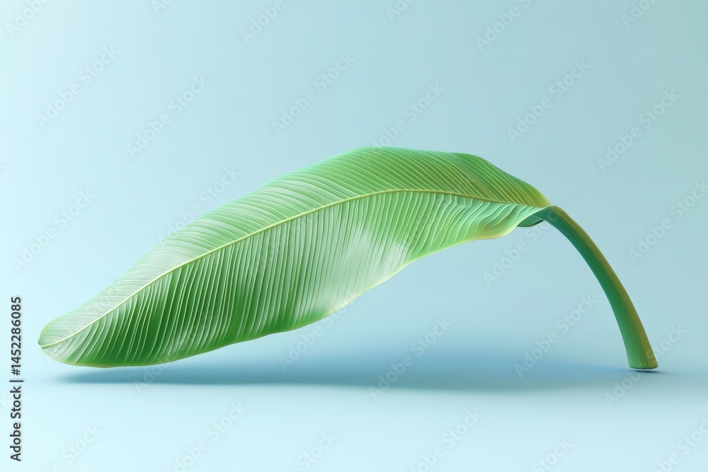 Obraz premium A vibrant, elegant tropical leaf, digitally rendered, against a pastel backdrop.