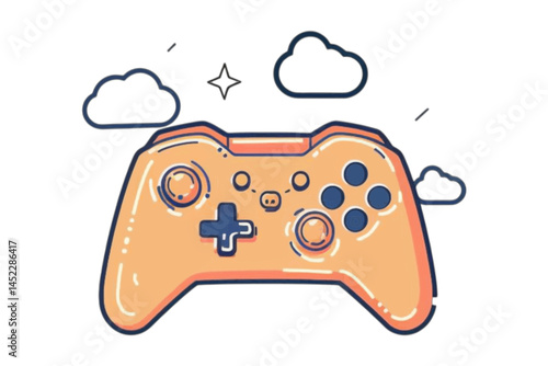 Gaming Controller Illustration, Cute cartoon game controller design