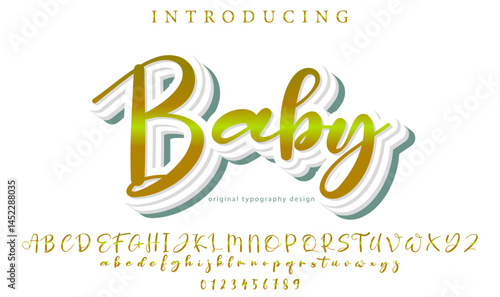 Baby Font Stylish brush painted an uppercase vector letters, alphabet, typeface