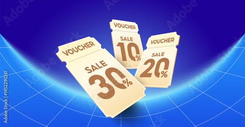 Randomly arranged coupon codes flying from inside space