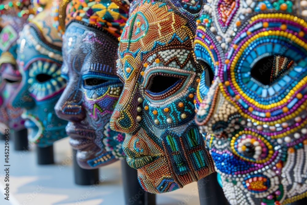 Fototapeta premium Ceremonial Masks with Holiday Beadwork