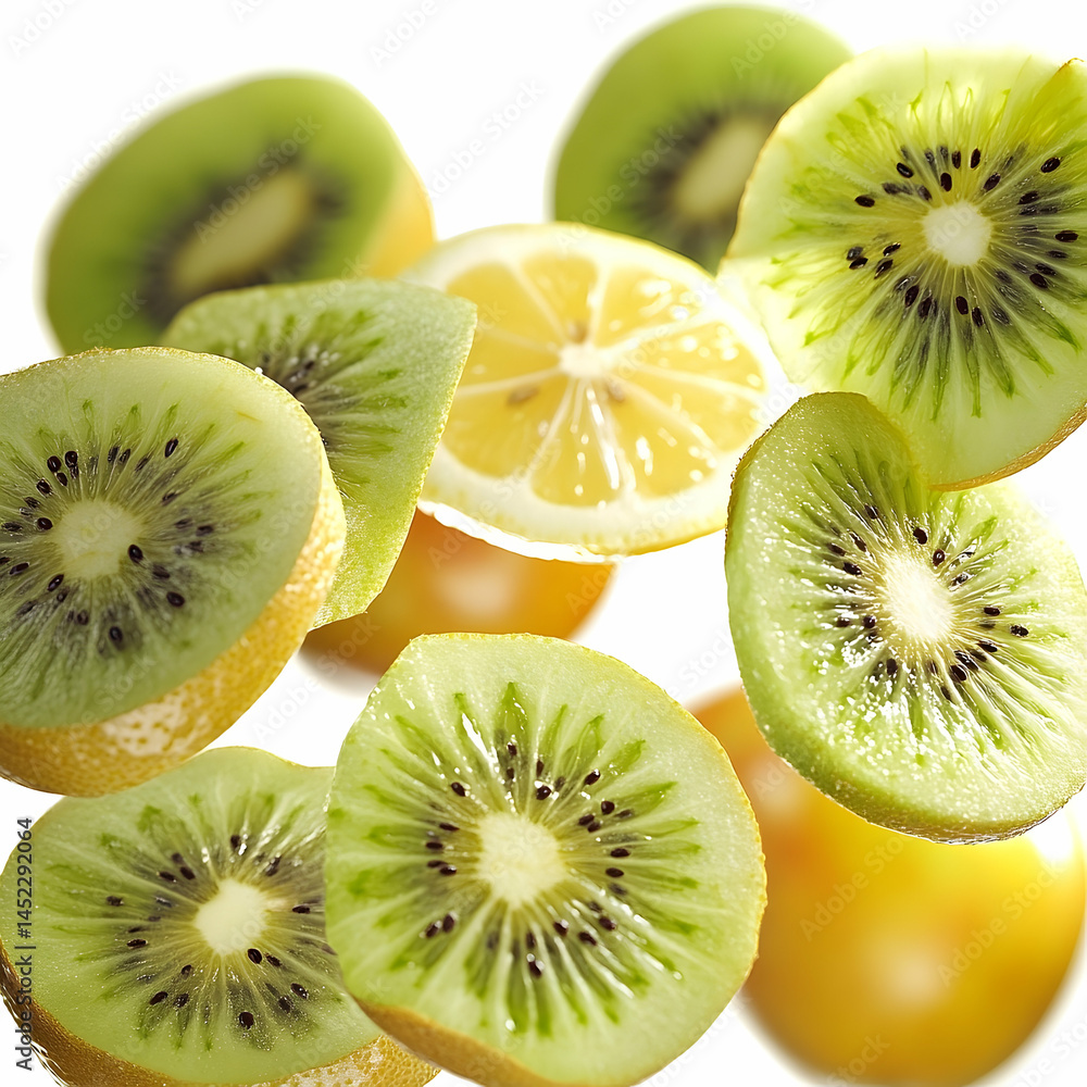 Fototapeta premium Kiwi and lemon slices fresh fruit