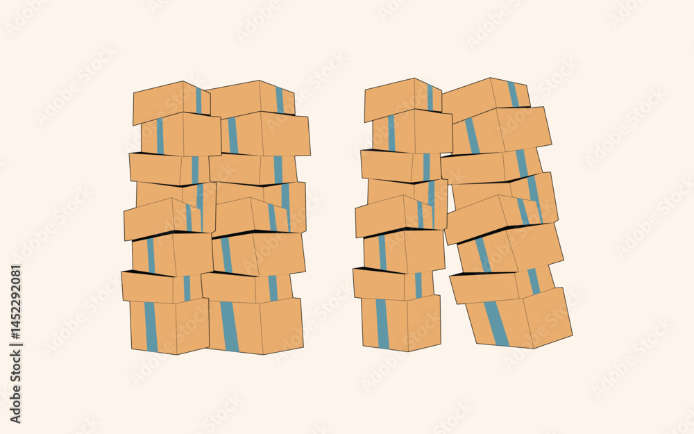 Stacked Cardboard Boxes in Isometric Style - Warehouse or Delivery Concept Stacked Cardboard Boxes in Isometric Style - Warehouse or Delivery Concept