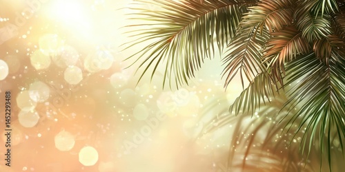 tropical palm tree with sunlight shining through the leaves 