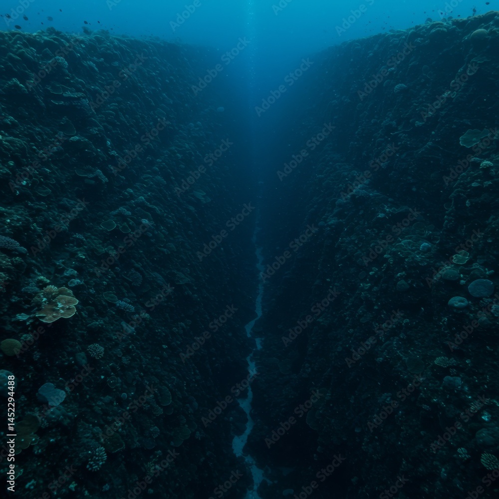 Fototapeta premium Underwater Deep Ocean Coral Reef Canyon