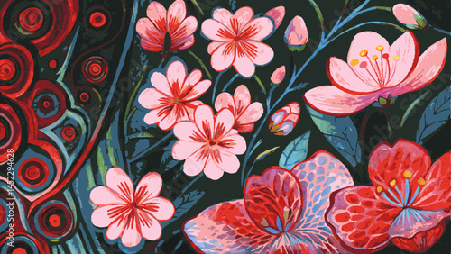 butterfly garden with fluttering butterflies among blossoming flowers in a riot of colors, whimsical and joyful feel with copy space  