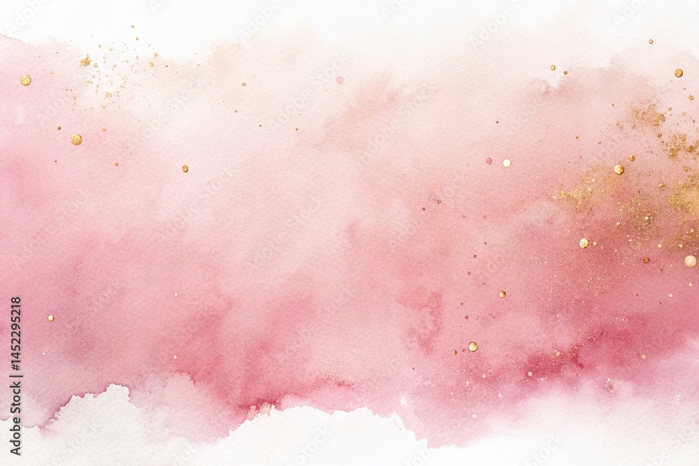 Obraz premium Elegant Soft Pink Watercolor Background with Gold Flecks - Abstract Wallpaper Design