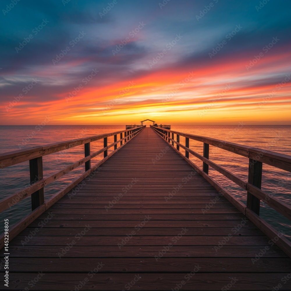 Vibrant Sunset over Ocean Pier Vibrant Sunset over Ocean Pier