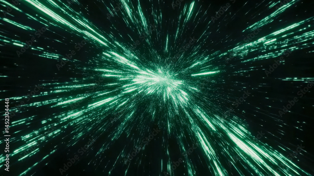 Green laser beams illustrating fast internet and global network communication in cinematic style Green laser beams illustrating fast internet and global network communication in cinematic style