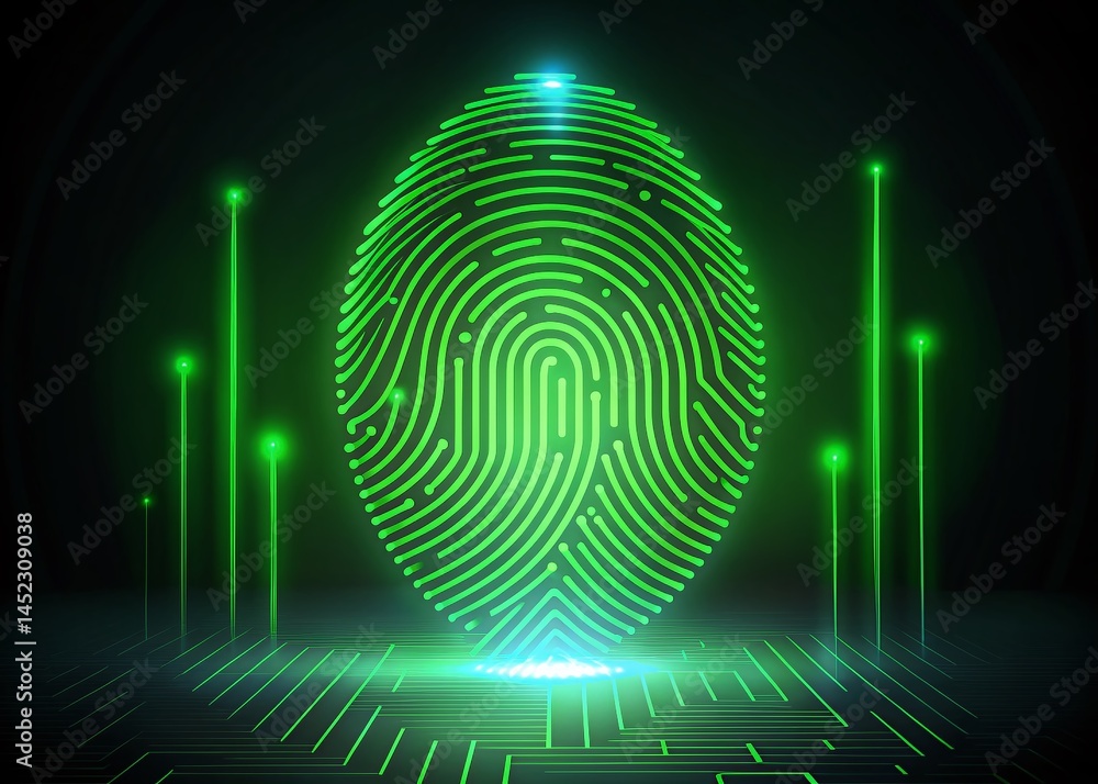 Futuristic Neon Fingerprint Cybersecurity Digital Background Stock Photo Futuristic Neon Fingerprint Cybersecurity Digital Background Stock Photo