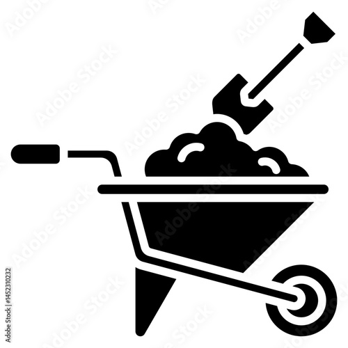 Wheelbarrow glyph icon