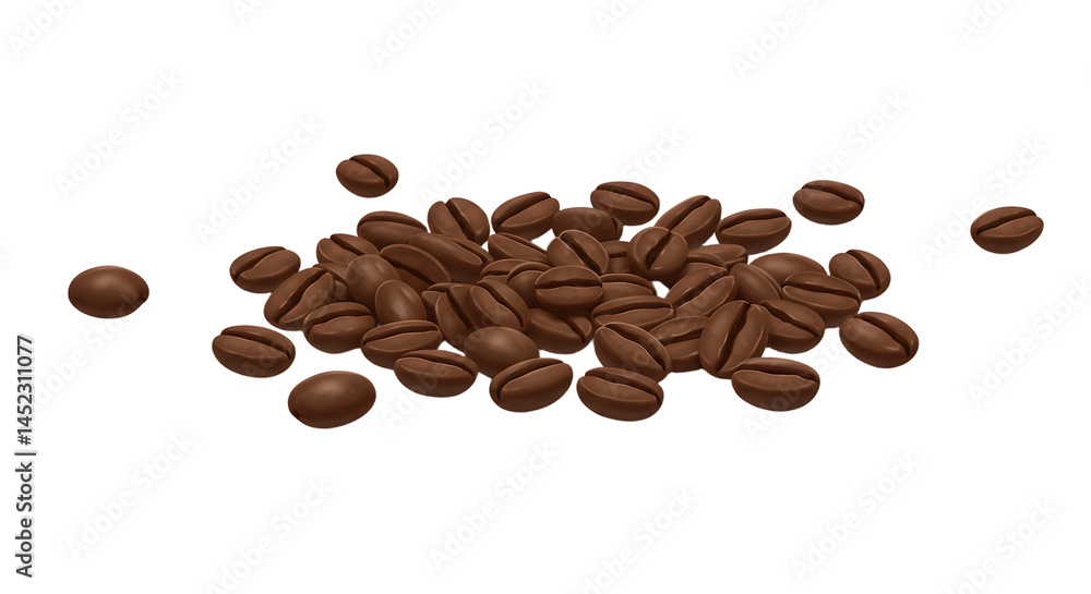 Naklejka premium Coffee bean pile on white background