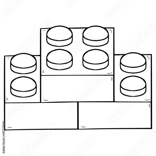 composed toy bricks illustration hand drawn outline vector	
