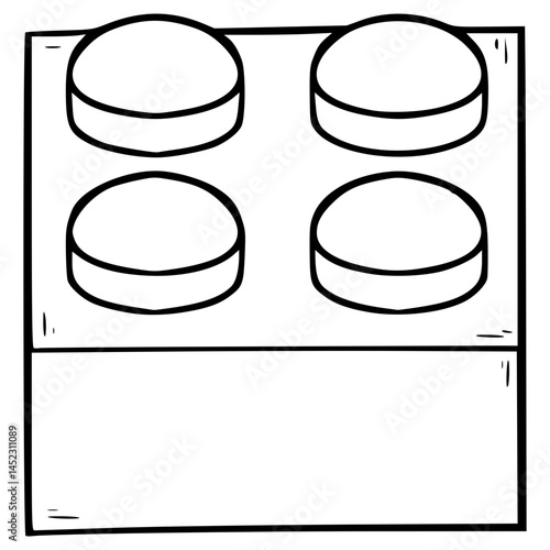toy brick illustration hand drawn outline vector	
