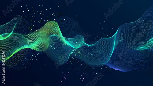 Vibrant abstract green backdrop with fluid wave patterns creating a balanced composition made with Generative AI technology