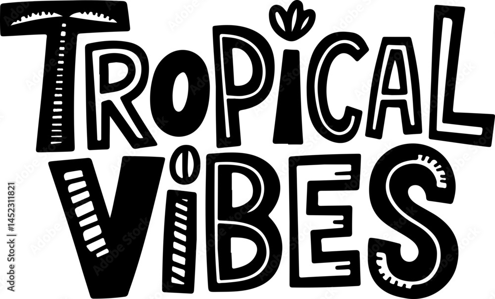 Fototapeta premium Tropical Vibes Hand Drawn Design