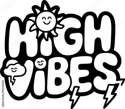 High Vibes Positive Cartoon Graphic