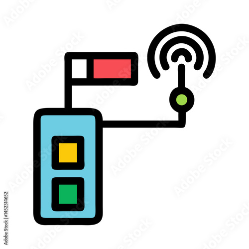 Signal Connection with Traffic Light - Wireless Network and Control System Vector Icon