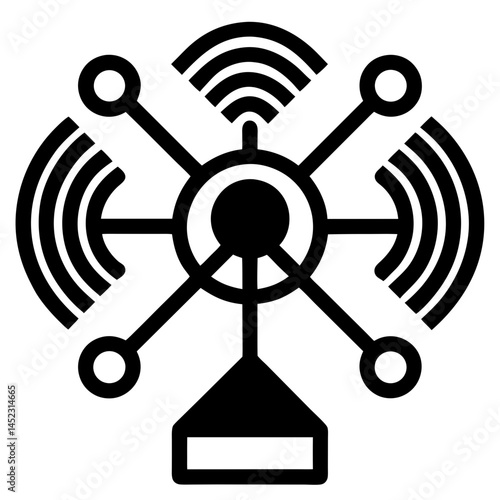 Network Signal Connection Icon - Wireless Communication and Data Flow Vector,Network signal connection icon representing wireless communication and data flow