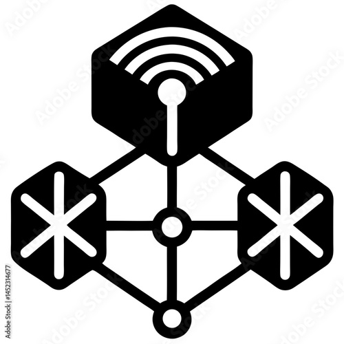Network Signal Connection Icon - Wireless Communication and Data Flow Vector,Network signal connection icon representing wireless communication and data flow