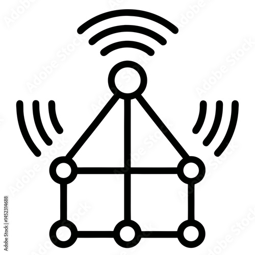 Network Signal Connection Icon - Wireless Communication and Data Flow Vector,Network signal connection icon representing wireless communication and data flow