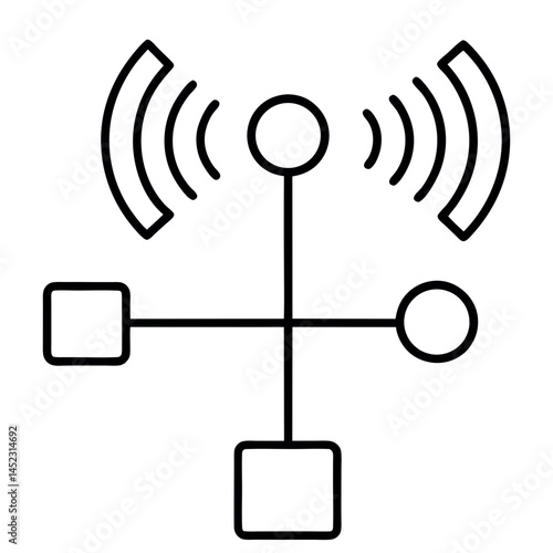Network Signal Connection Icon - Wireless Communication and Data Flow Vector,Network signal connection icon representing wireless communication and data flow