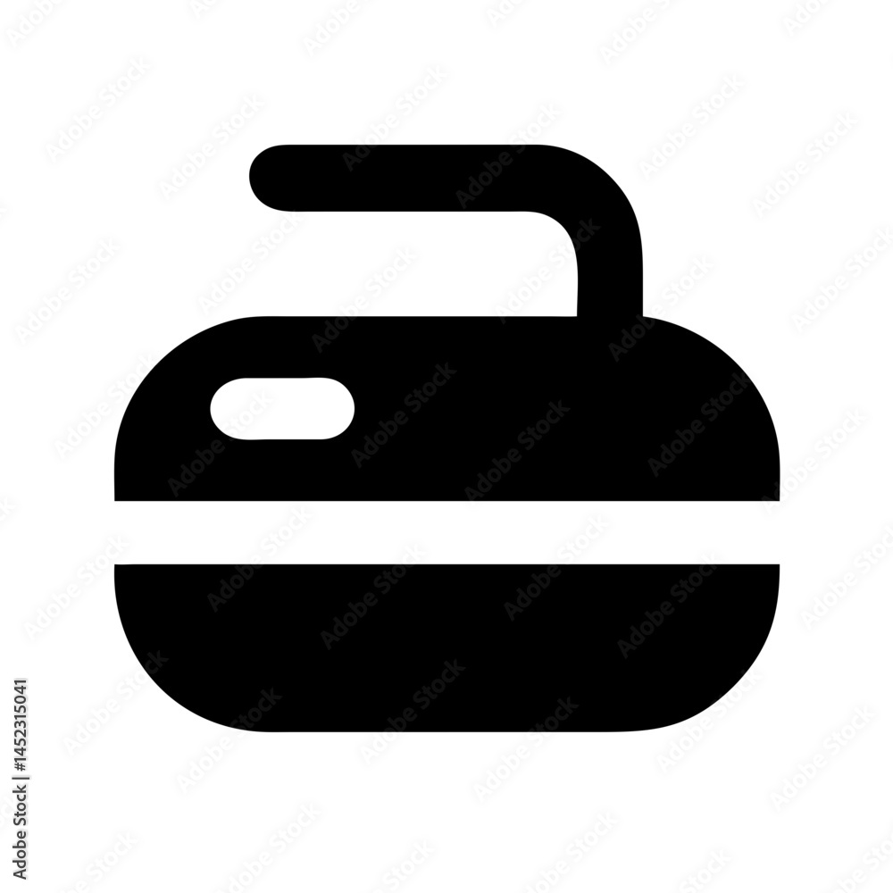 Simple Curling Stone Icon,A minimalist black silhouette icon of a curling stone, ideal for sports-related designs and illustrations Simple Curling Stone Icon,A minimalist black silhouette icon of a curling stone, ideal for sports-related designs and illustrations
