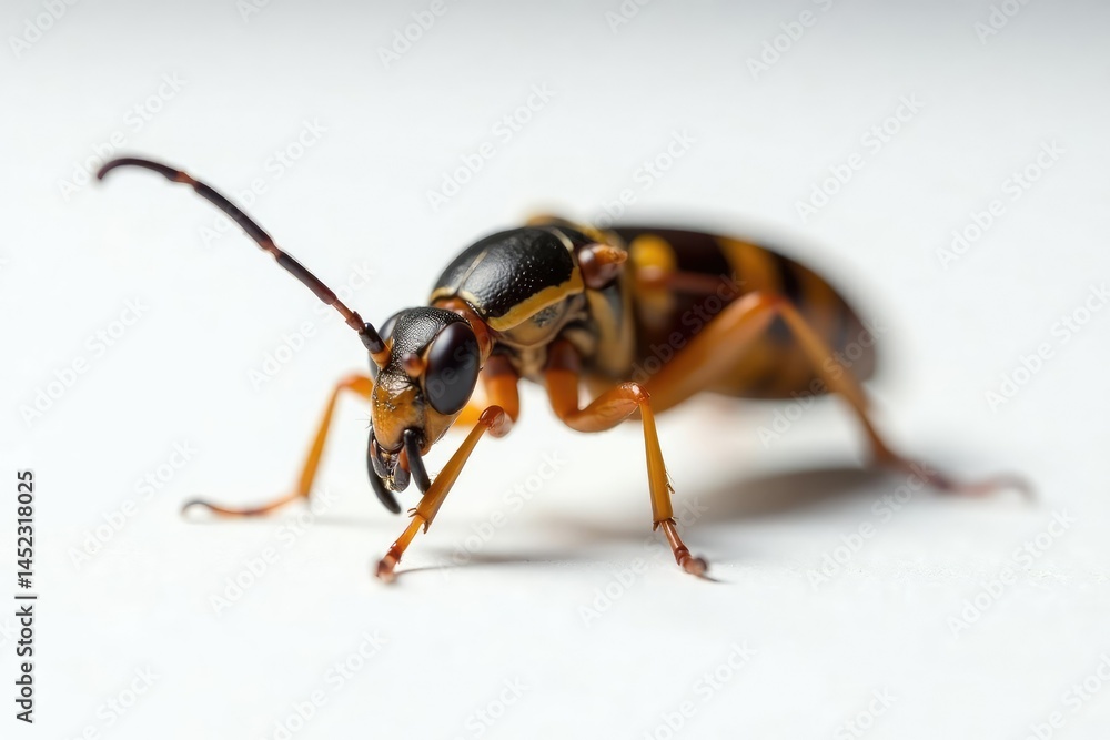 Close-up of a single insect on pure white background, biological, bug Close-up of a single insect on pure white background, biological, bug