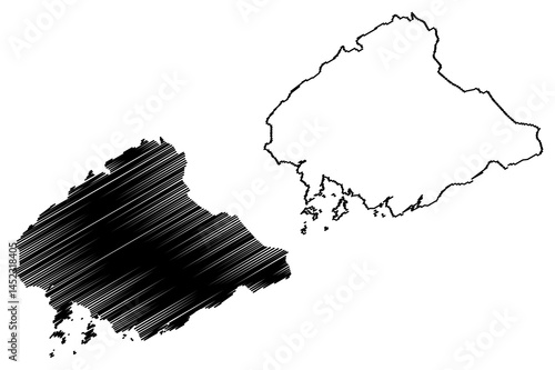 North Pyongan Province (Democratic Peoples Republic of Korea, DPRK, DPR Korea, Provinces of North Korea) map vector illustration, scribble sketch Phyonganbukto map