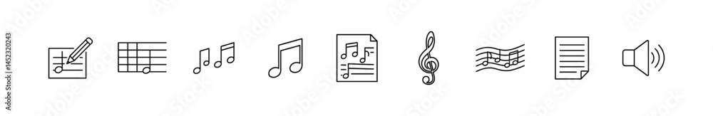 Musical symbols set icons. Composing and playing icons. Vector icons Musical symbols set icons. Composing and playing icons. Vector icons