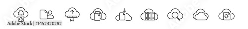 Cloud computing icons: storage, sync, and data security