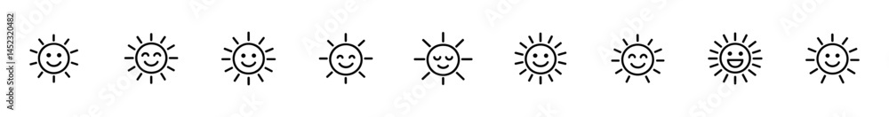 Obraz premium Sun mood icons set. Various expressions smilig