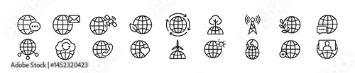 Global communication icon set: technology and connectivity. Vector icons