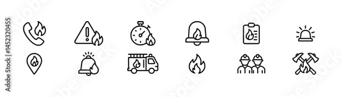 Fire safety, emergency response icon set. Vector icons