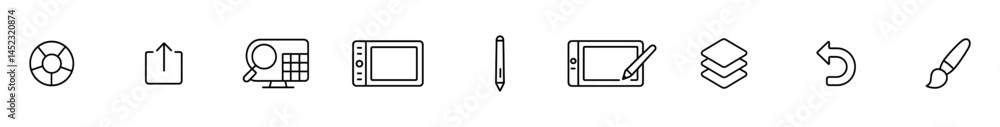 Digital creativity, design tools Essential icons. Vector icons Digital creativity, design tools Essential icons. Vector icons
