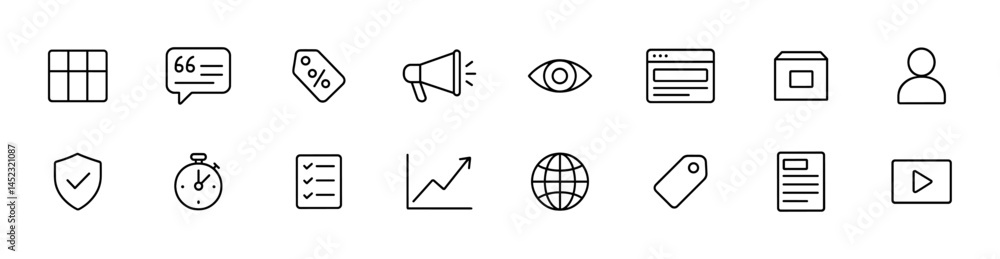 Fototapeta premium Business icons set : marketing, analytics, communication. Vector outline icons