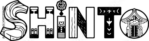 Shinto Religion Symbolic Art Design