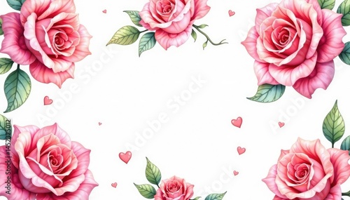 Delicate watercolor rose pattern on white background, delicate, watercolor