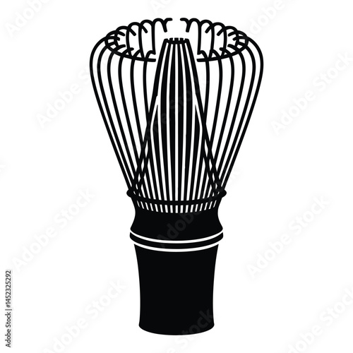 Matcha whisk Silhouette, Vector, Icon, Logo, White Background.