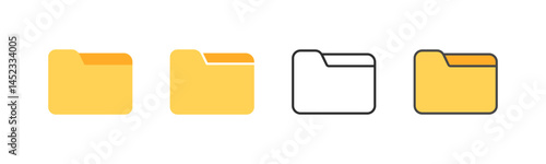 Folder icons set representing file organization, file management and storage.