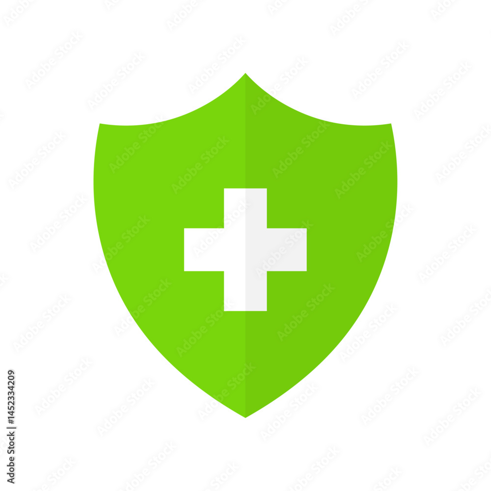 Obraz premium Shield icon with medical cross symbol, representing healthcare, medical insurance, medical protection, and safety
